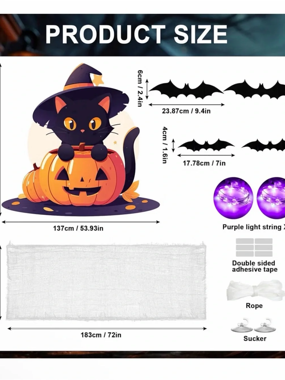 Halloween Black Cat Pumpkin Trunk Decor kit